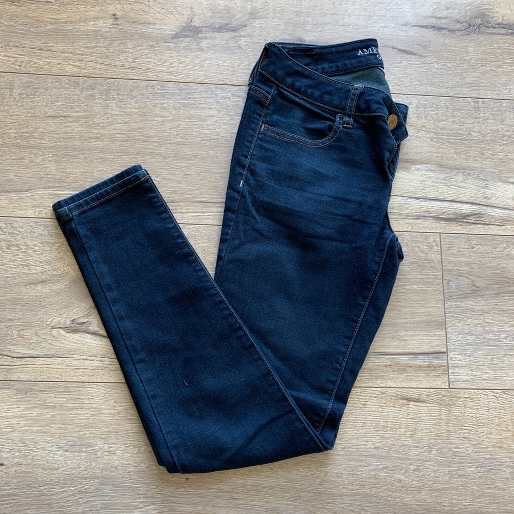 AE Dark Wash Skinny Jegging - 0 Short